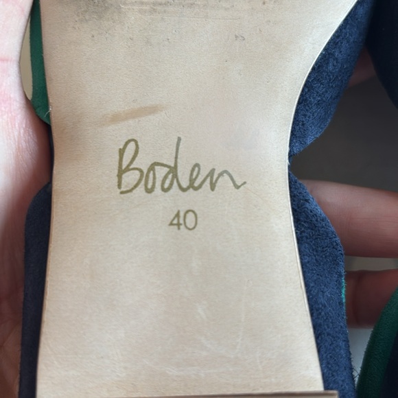 BODEN Wave Ballerina Flats Open Sides in Green and Navy Blue Suede - Size EU 40 - Picture 9 of 12